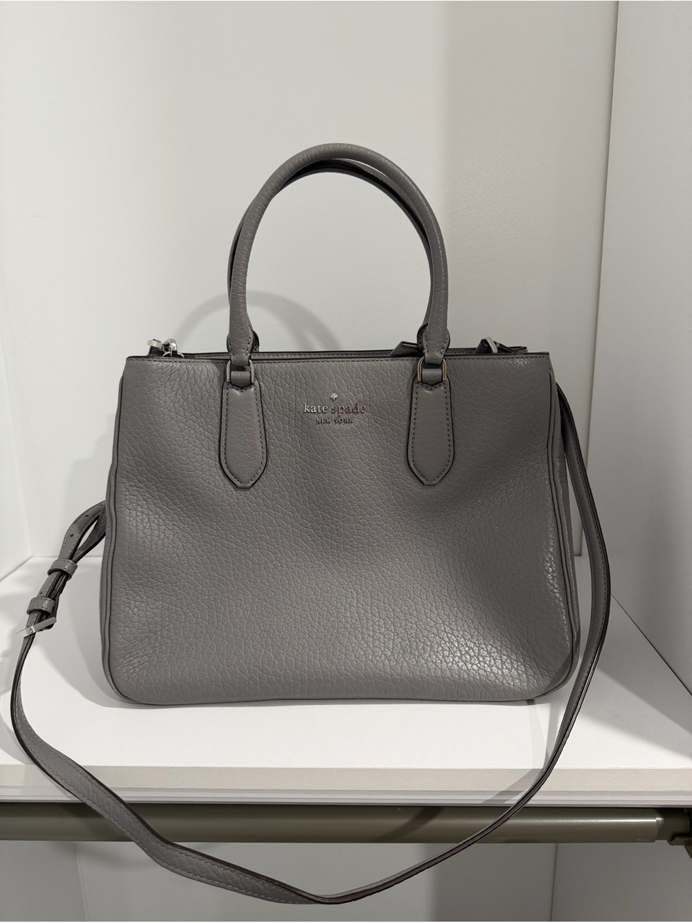 kate spade Gray Pebbled Leather Satchel